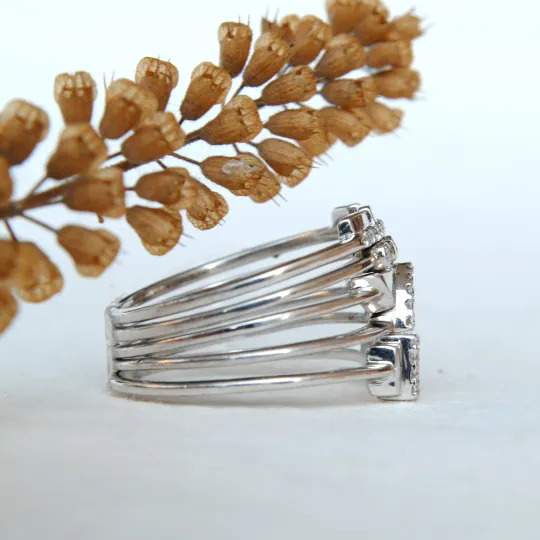 5 Stacking Ring Set with Romantic Location Theme Heritage Architecture Castles Place of Love