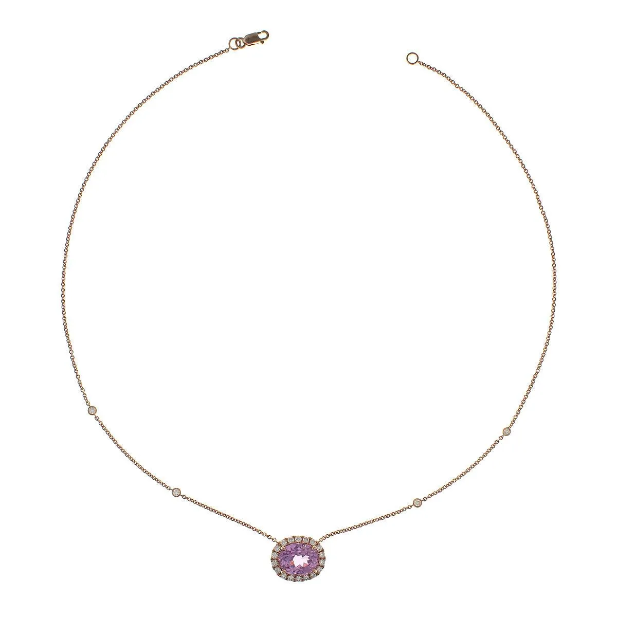 5.42ct tw Diamond Oval Kunzit Pendant Necklace