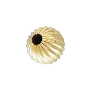 6.0mm Straight Corrugated Bead 1.6mm Hole, 14k gold filled. Made in USA. #4004760C