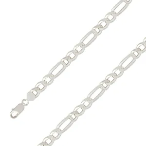 925 Sterling 9.5mm Silver E-Coated Figaro Chain Size- 9"