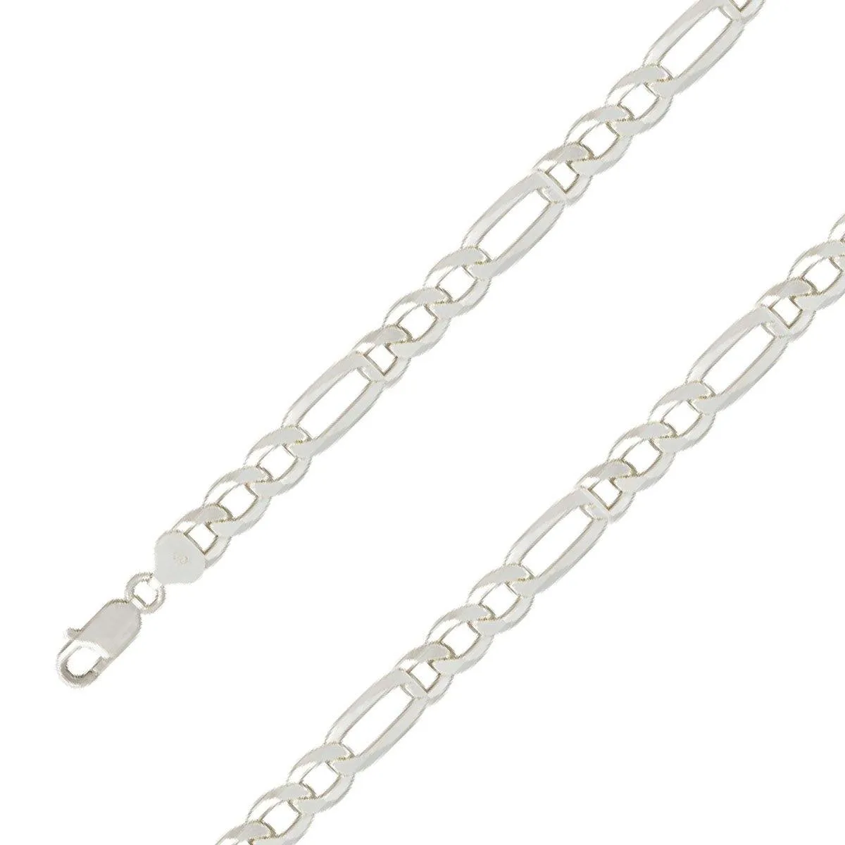 925 Sterling 9.5mm Silver E-Coated Figaro Chain Size- 9"