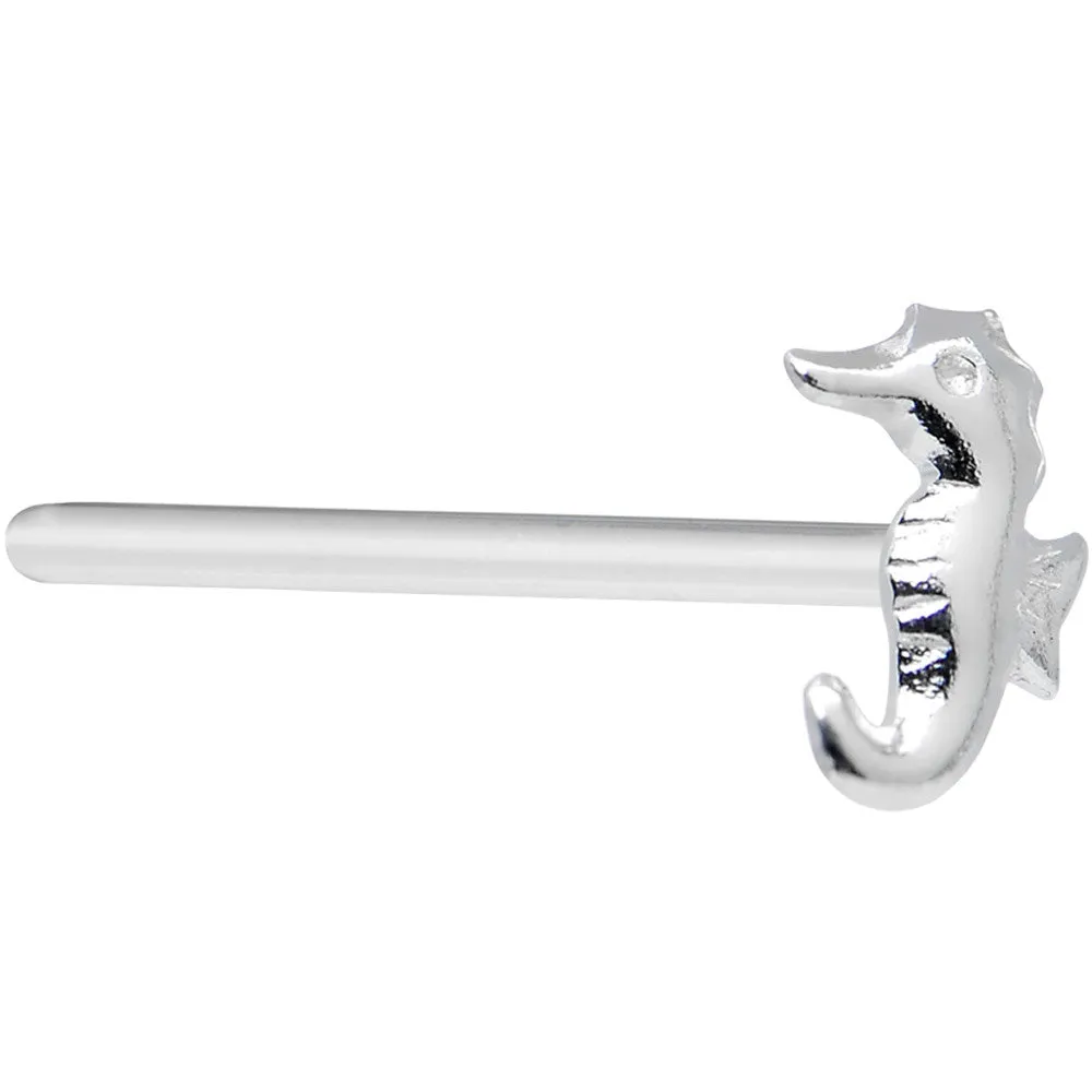 925 Sterling Silver 22 Gauge Tropical Seahorse Bendable Nose Bone