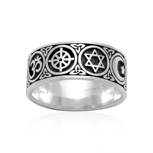 925 Sterling Silver Sacred Symbols Ring