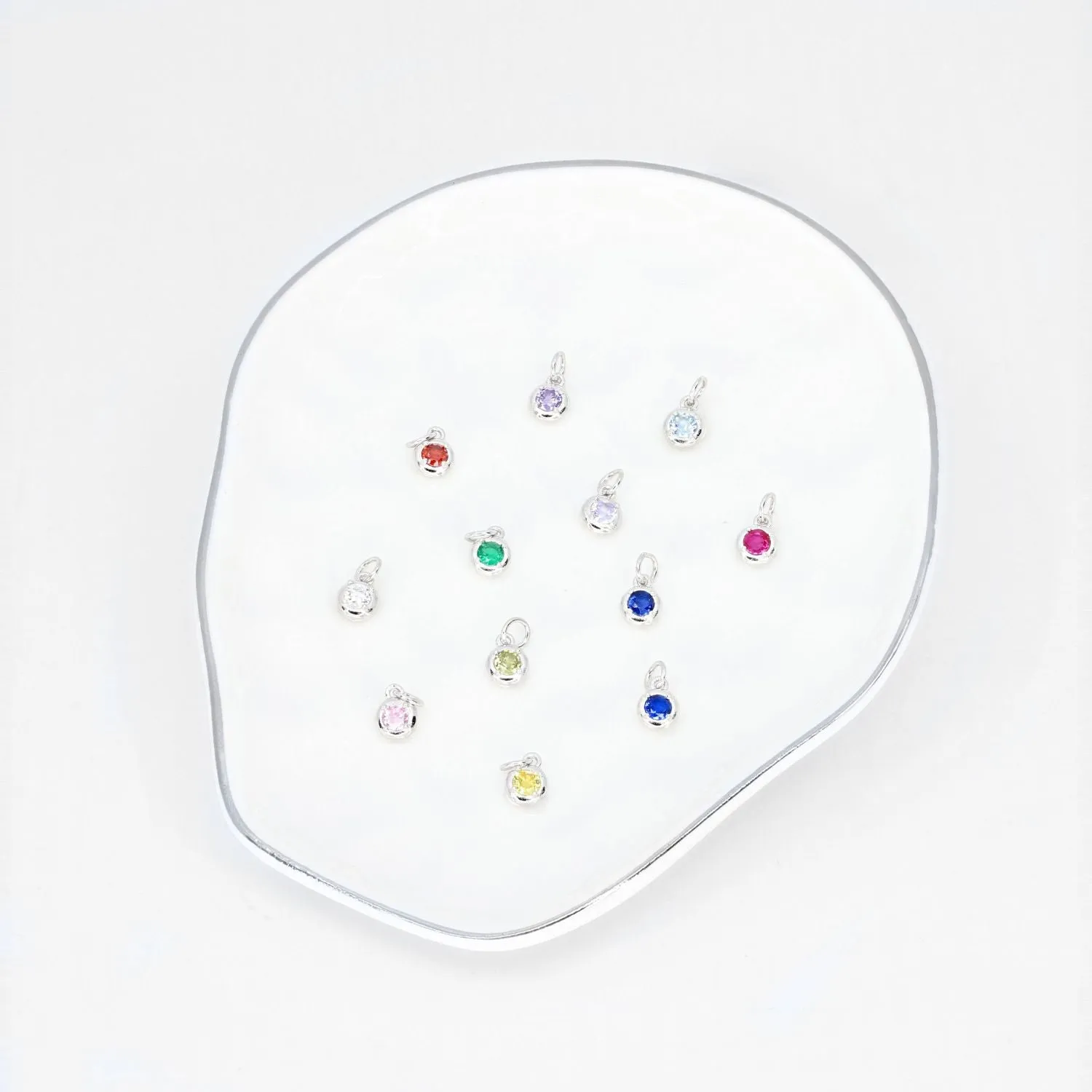Add-On CZ Birthstone Charm (Silver)
