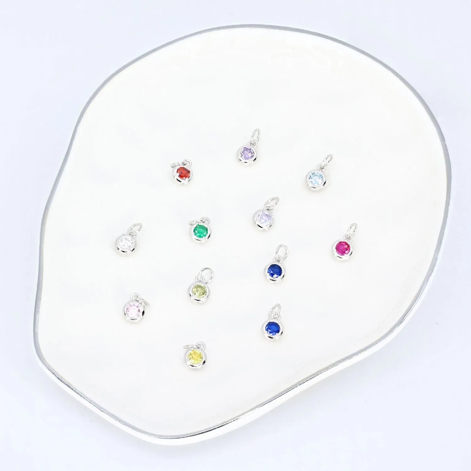 Add-On CZ Birthstone Charm (Silver)