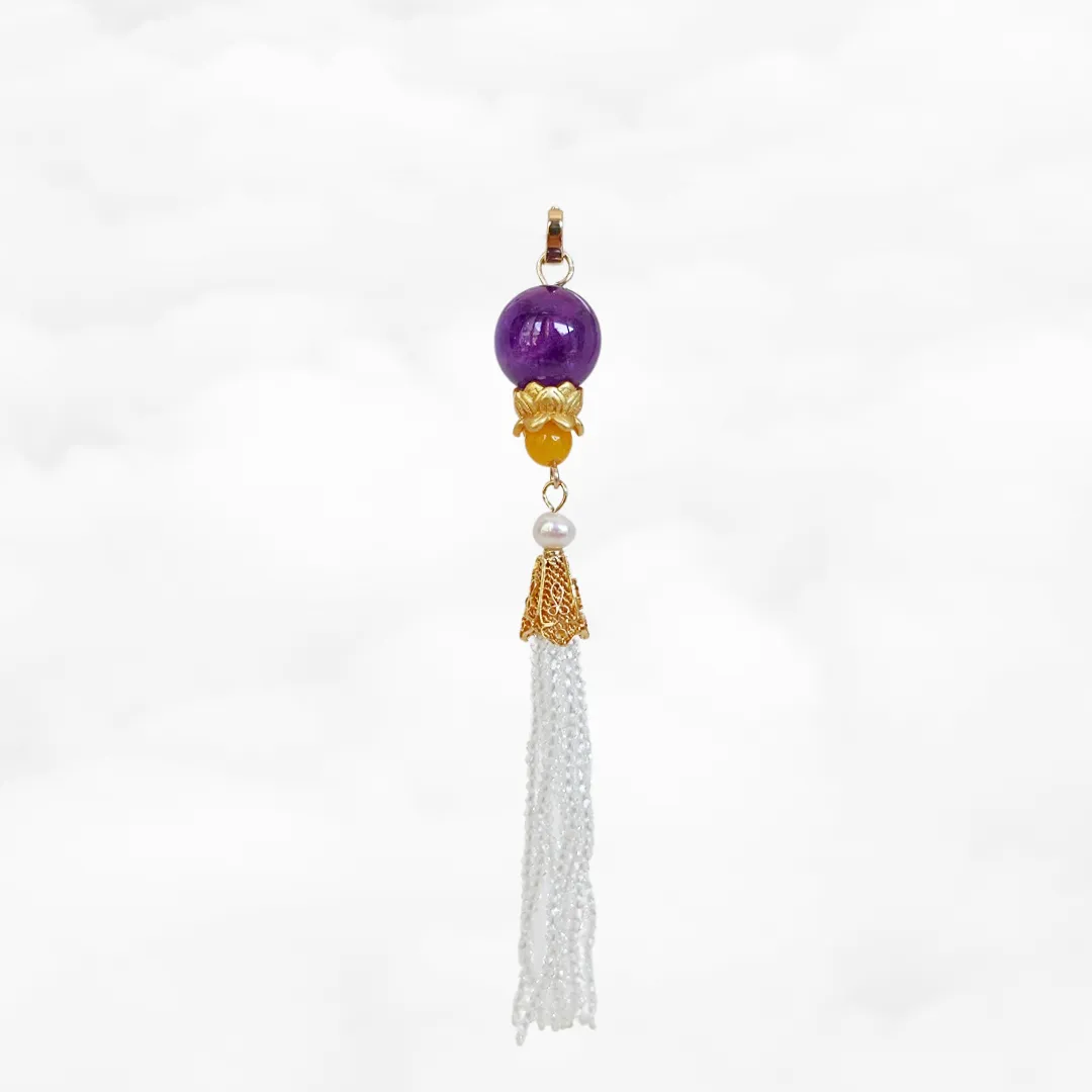 Amethyst Lotus Zircon Tassel Pendant