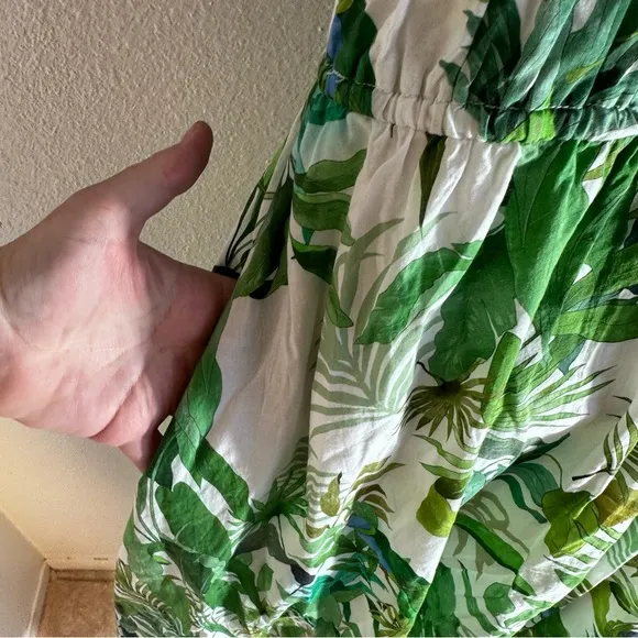Antonio Melani Green Victoria Tropical Bird Palm Tree Print Poplin Dress 2/XS
