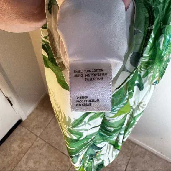 Antonio Melani Green Victoria Tropical Bird Palm Tree Print Poplin Dress 2/XS