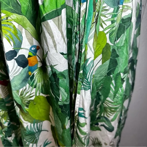 Antonio Melani Green Victoria Tropical Bird Palm Tree Print Poplin Dress 2/XS