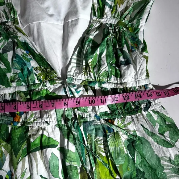 Antonio Melani Green Victoria Tropical Bird Palm Tree Print Poplin Dress 2/XS