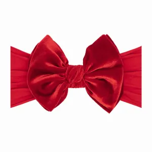 Baby Bling Velvet Soft Nylon Headband with Velvet Bow - Cherry