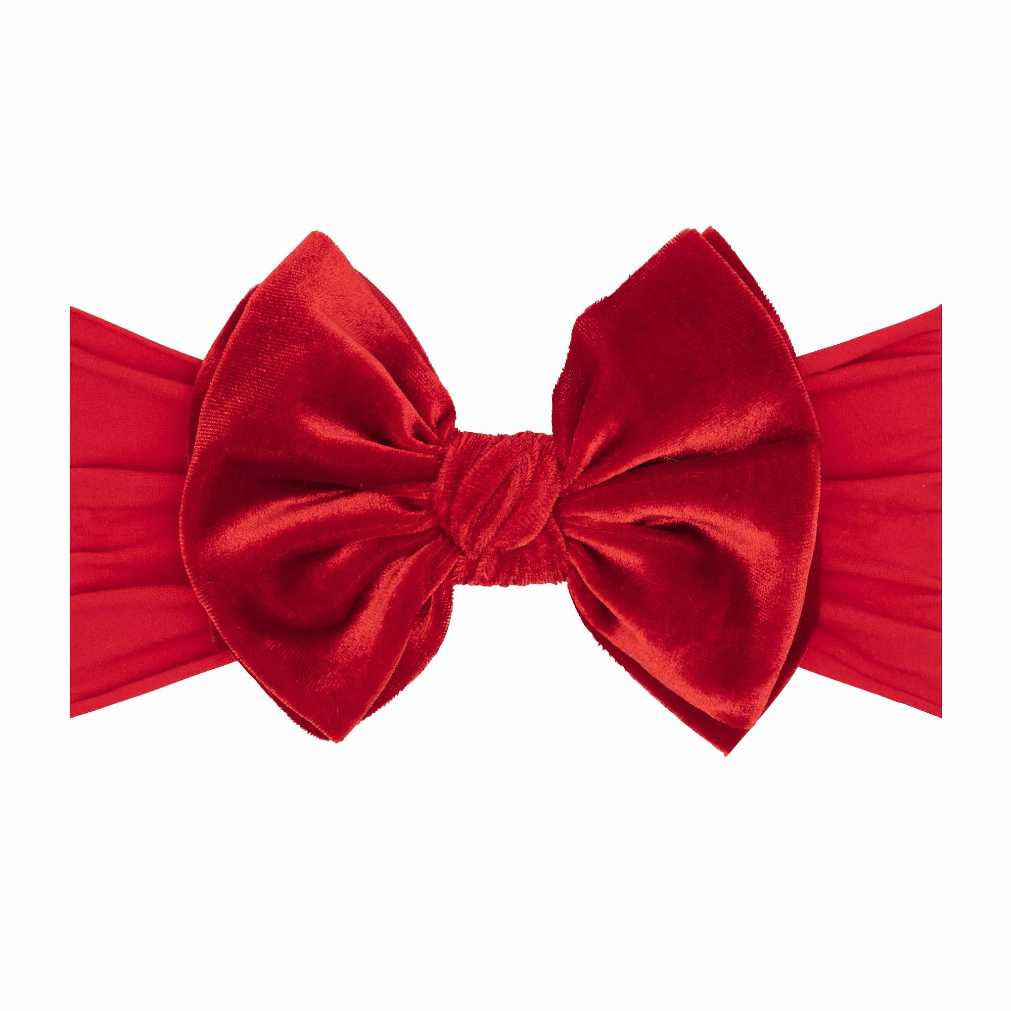 Baby Bling Velvet Soft Nylon Headband with Velvet Bow - Cherry