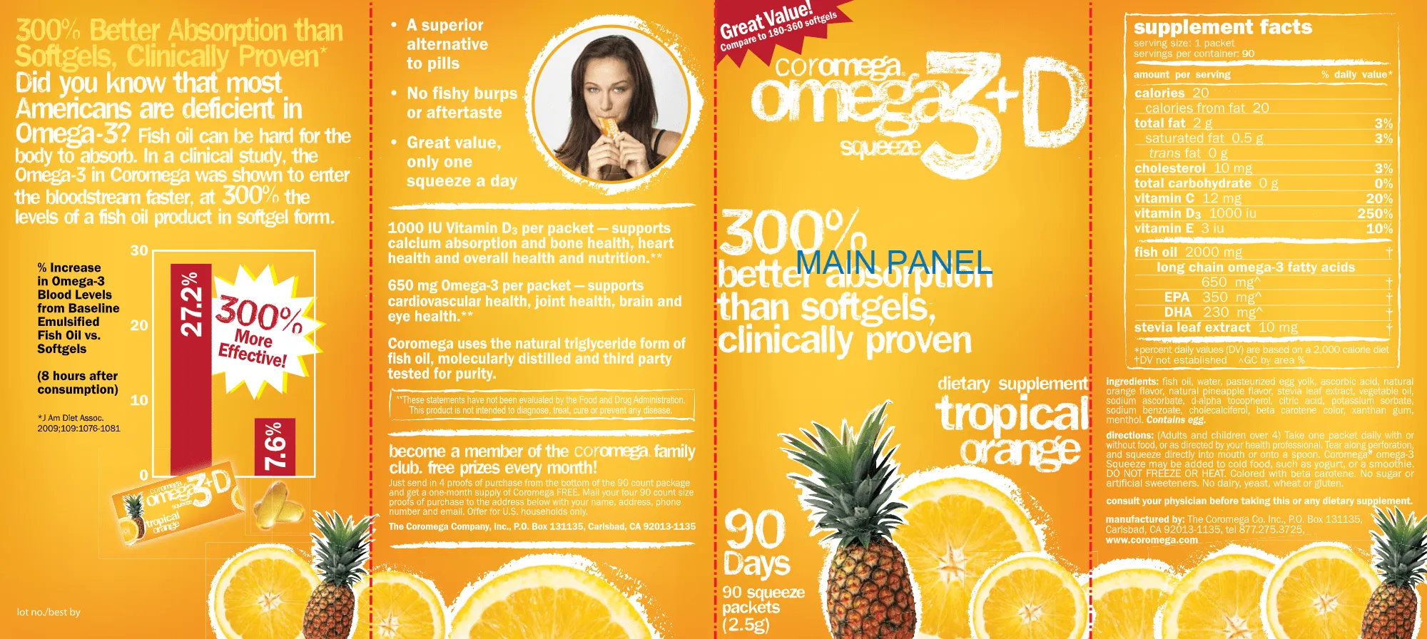 BACKORDER ONLY - Coromega Tropical Orange   D