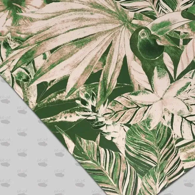 Beige and Green Tropical Leaves Wallpaper