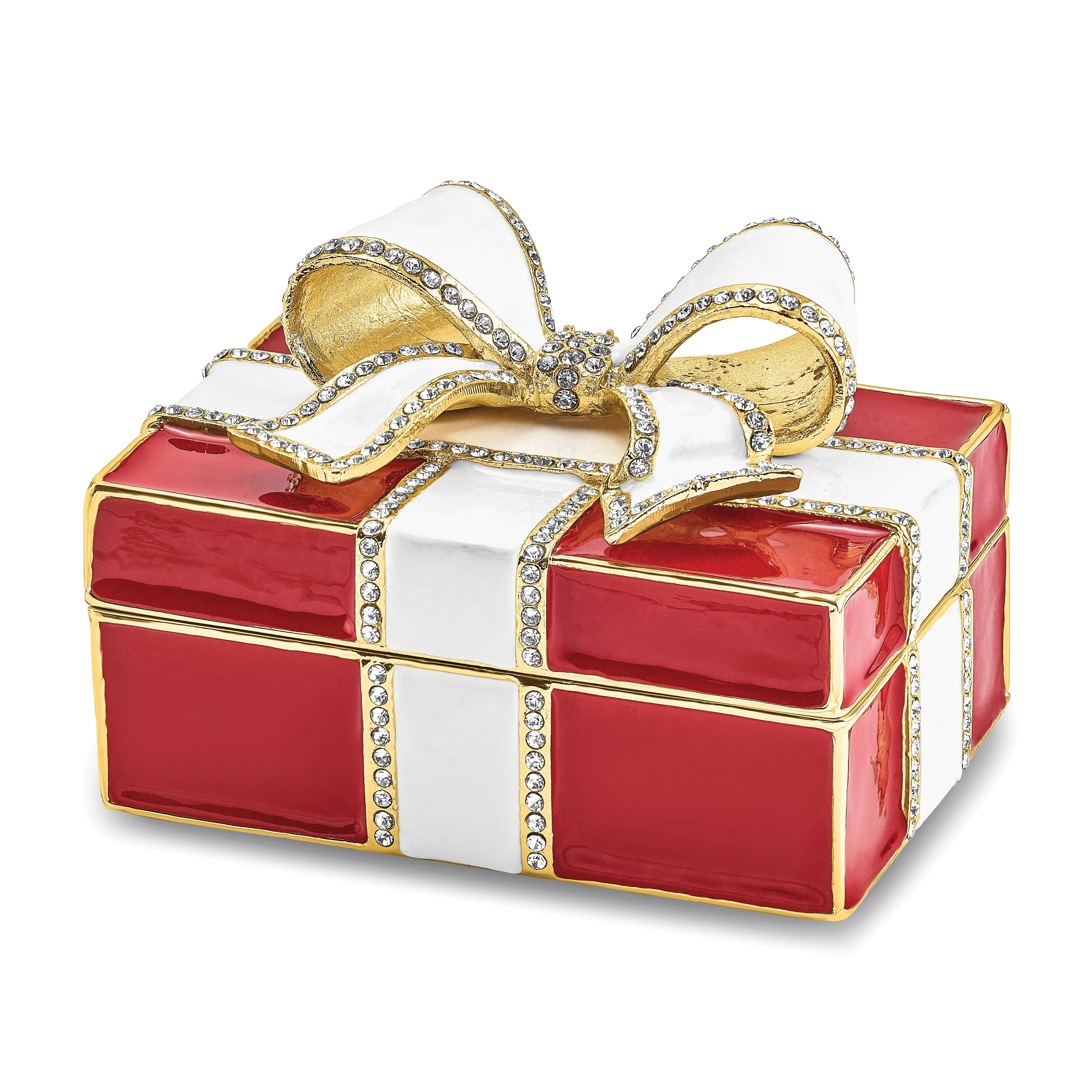 Bejeweled Pewter Color Finish DESIRE Red Gift Box Ring Pad Trinket Box