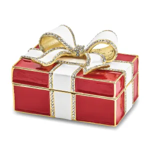 Bejeweled Pewter Color Finish DESIRE Red Gift Box Ring Pad Trinket Box