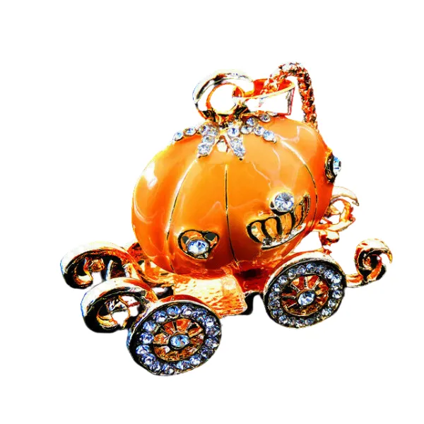 Betsey Johnson Carriage Orange Enamel Pendant Necklace