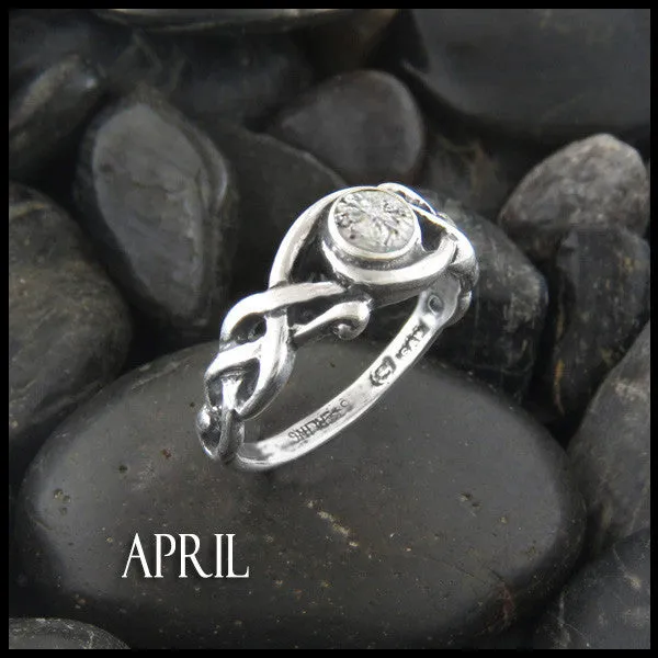 Birthstone Open Knot Ring in Silver