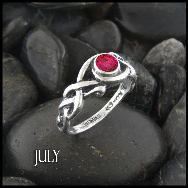 Birthstone Open Knot Ring in Silver