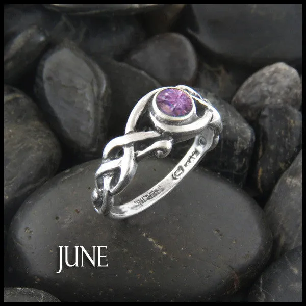 Birthstone Open Knot Ring in Silver
