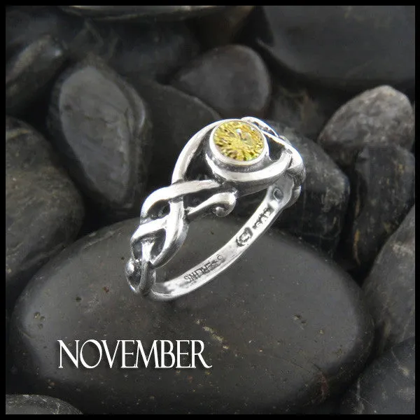 Birthstone Open Knot Ring in Silver