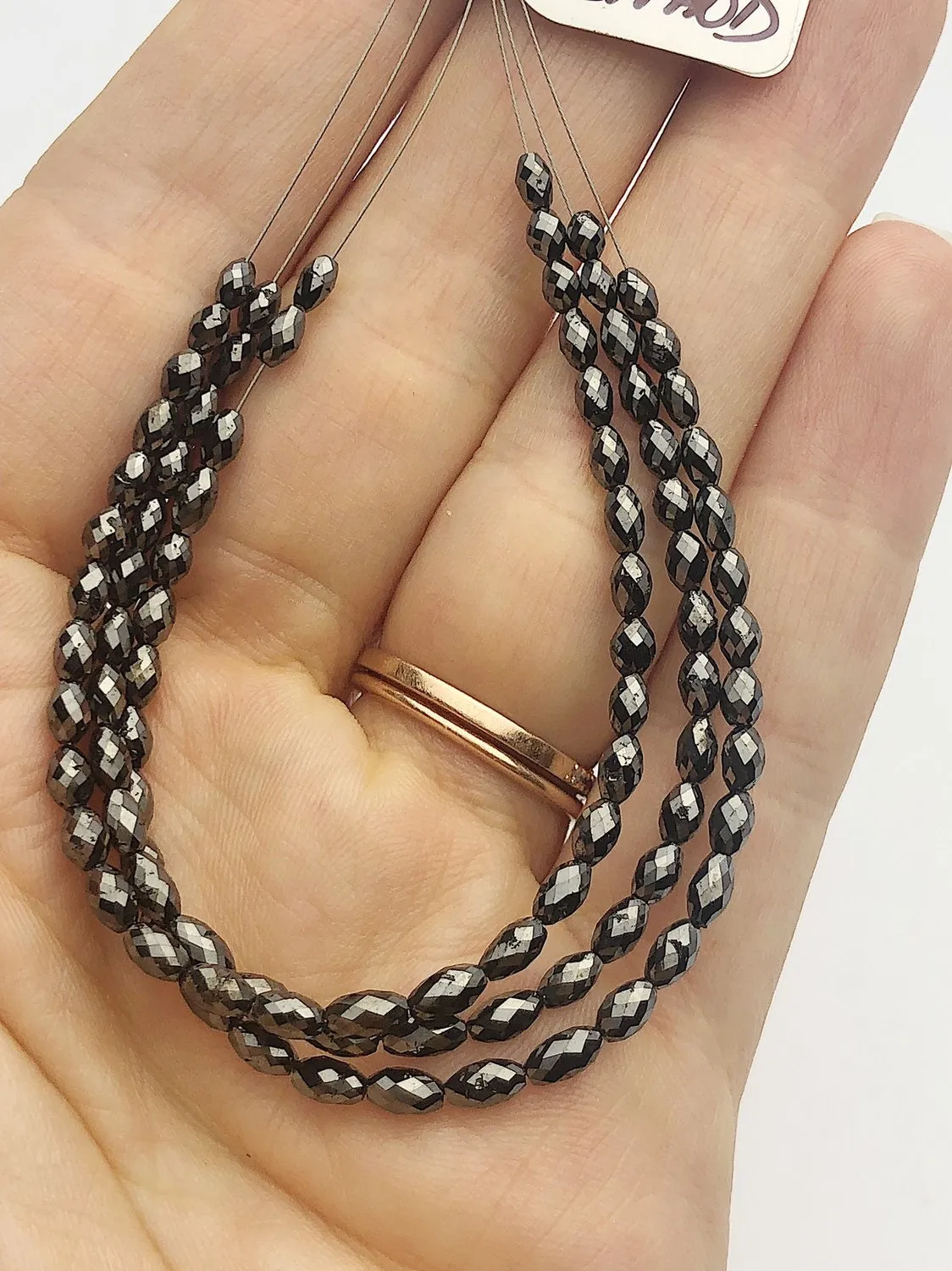 Black Diamonds, Gemstone Beads, Half Strand, 4.5"