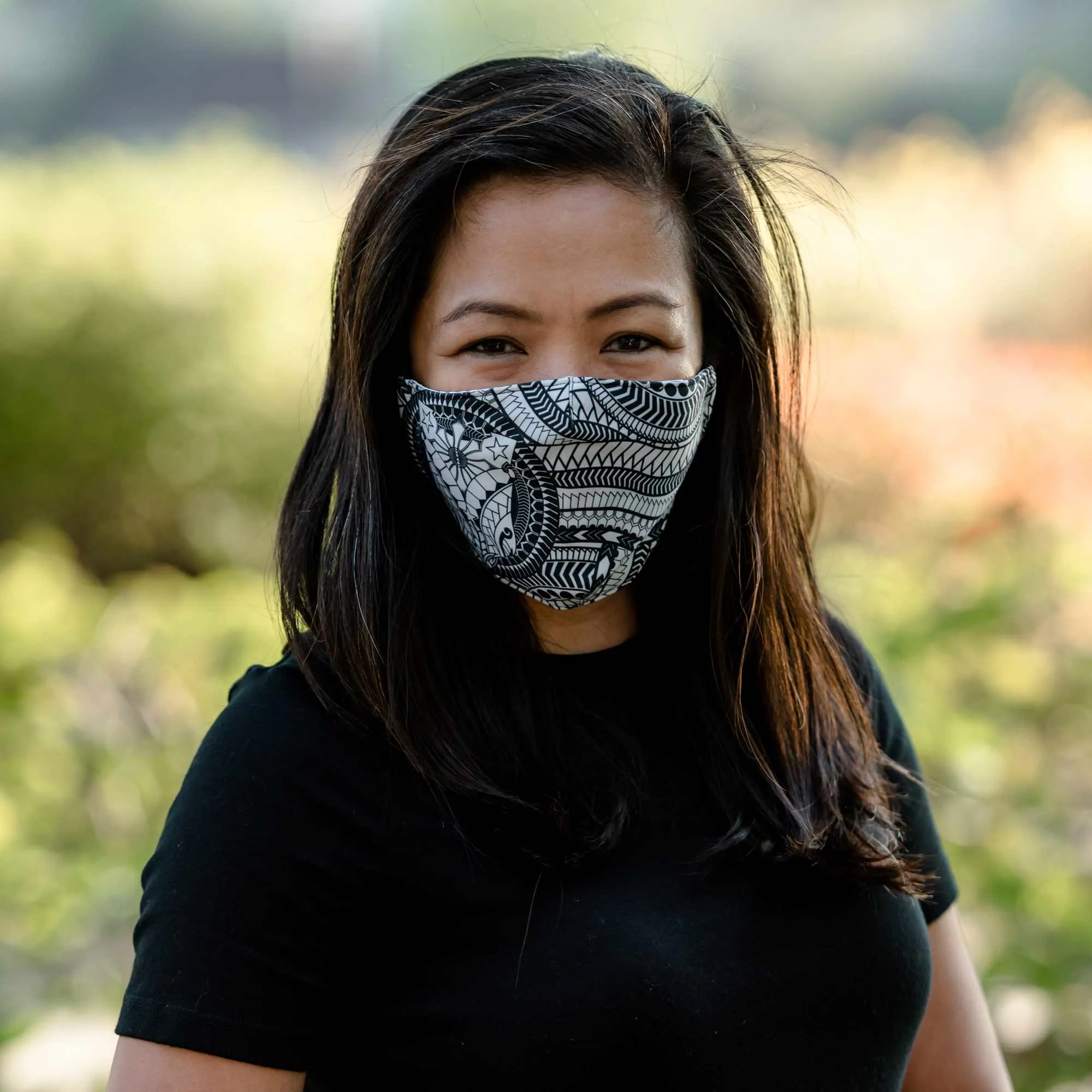 Black Sampaguita Face Mask with pocket