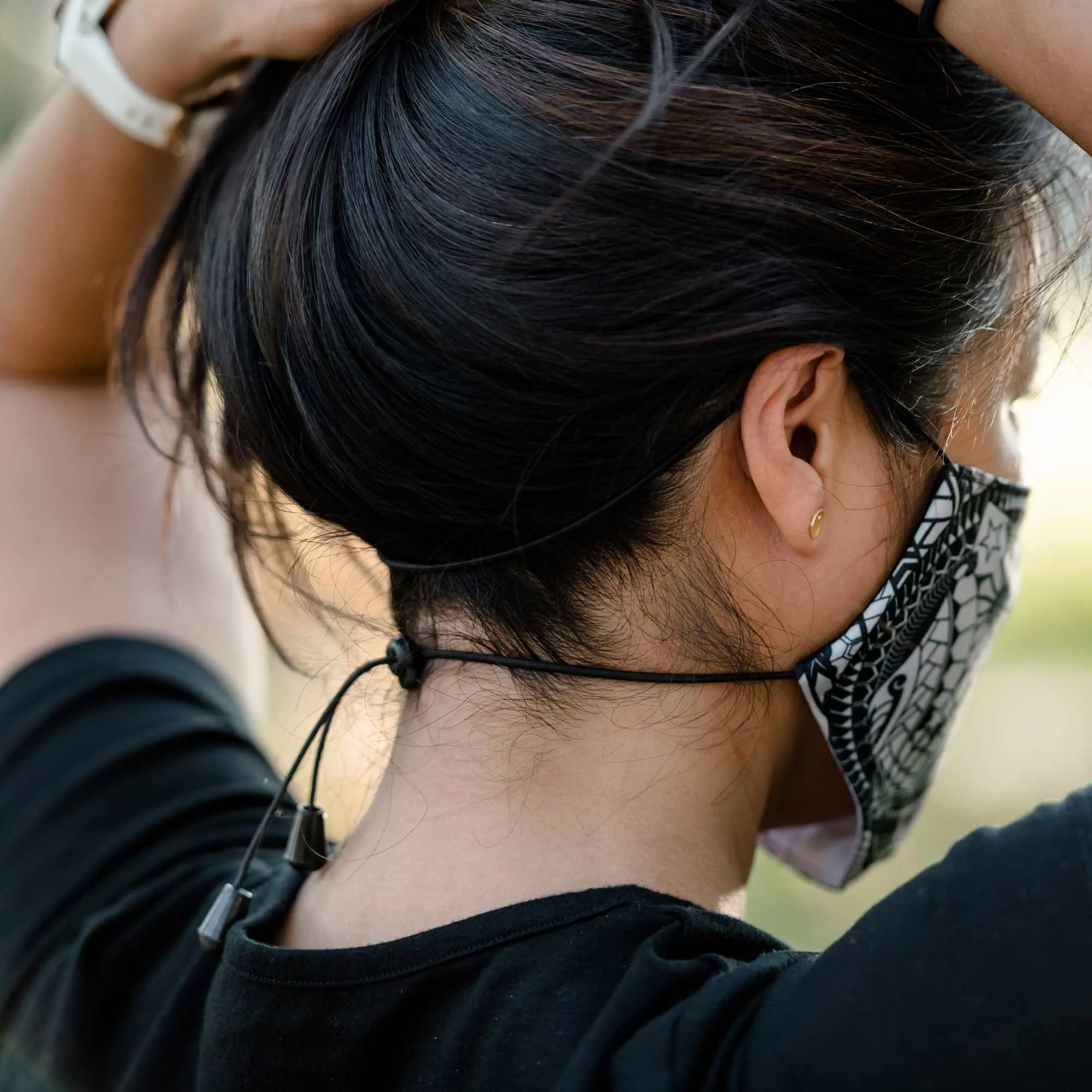 Black Sampaguita Face Mask with pocket