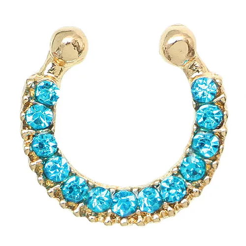 Blue Rhinestone Septum Nose Ring