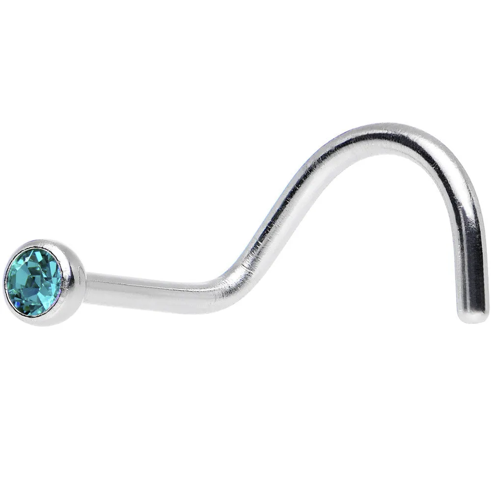 Blue Zircon Screw Nose Ring Created with Crystals