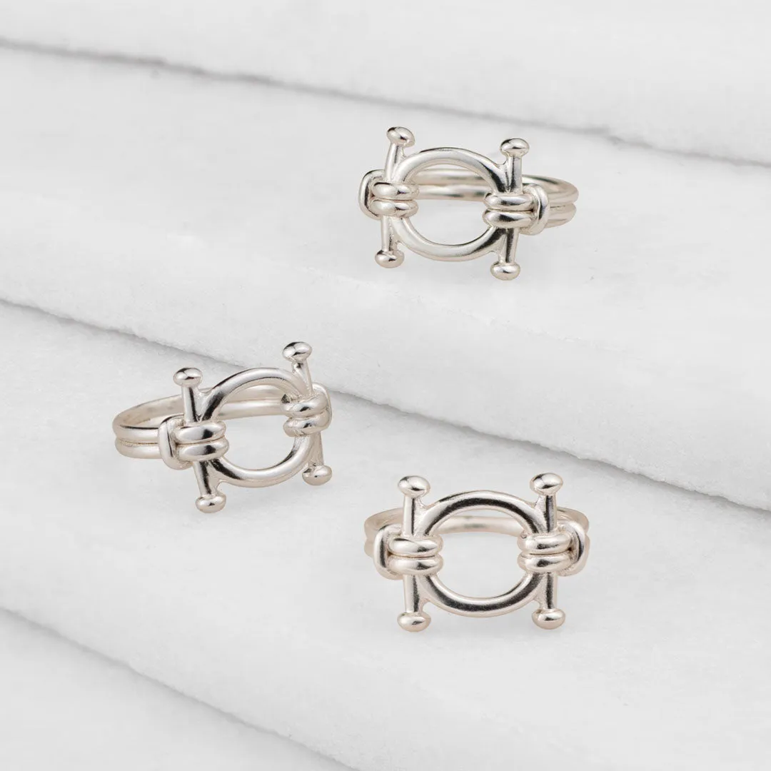 Bocara - Elegant "Hitch Knot" Design and Sterling Silver Horse Bit Ring