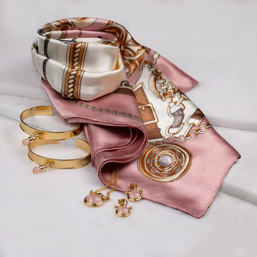 Brio - Rose Quartz Gemstone Design and 14K Gold on Sterling Silver Horse Bit Ring