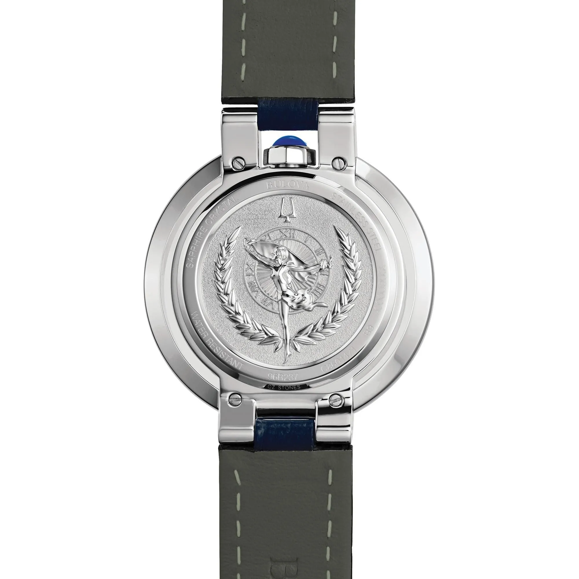 Bulova Ladies' Rubaiyat Diamond Moon Phase Blue Leather Strap Watch 96R237