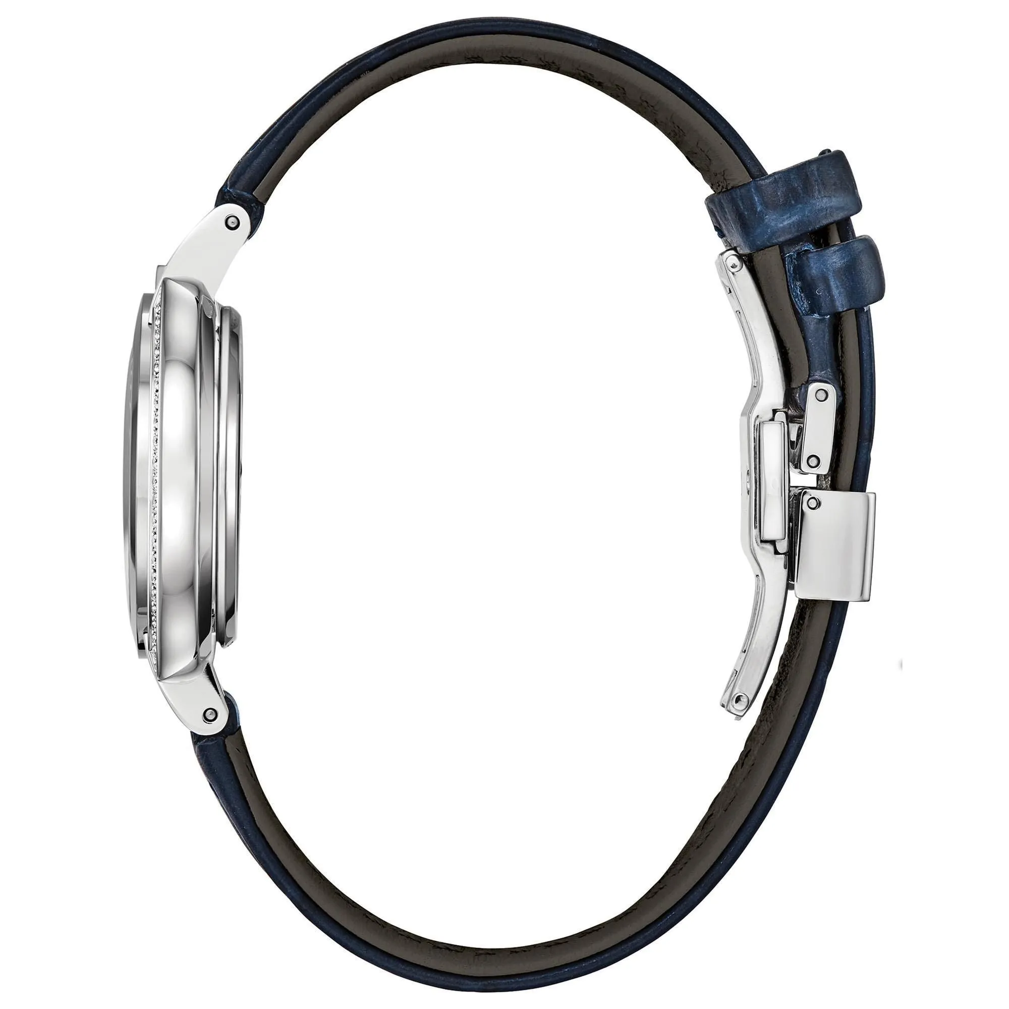 Bulova Ladies' Rubaiyat Diamond Moon Phase Blue Leather Strap Watch 96R237