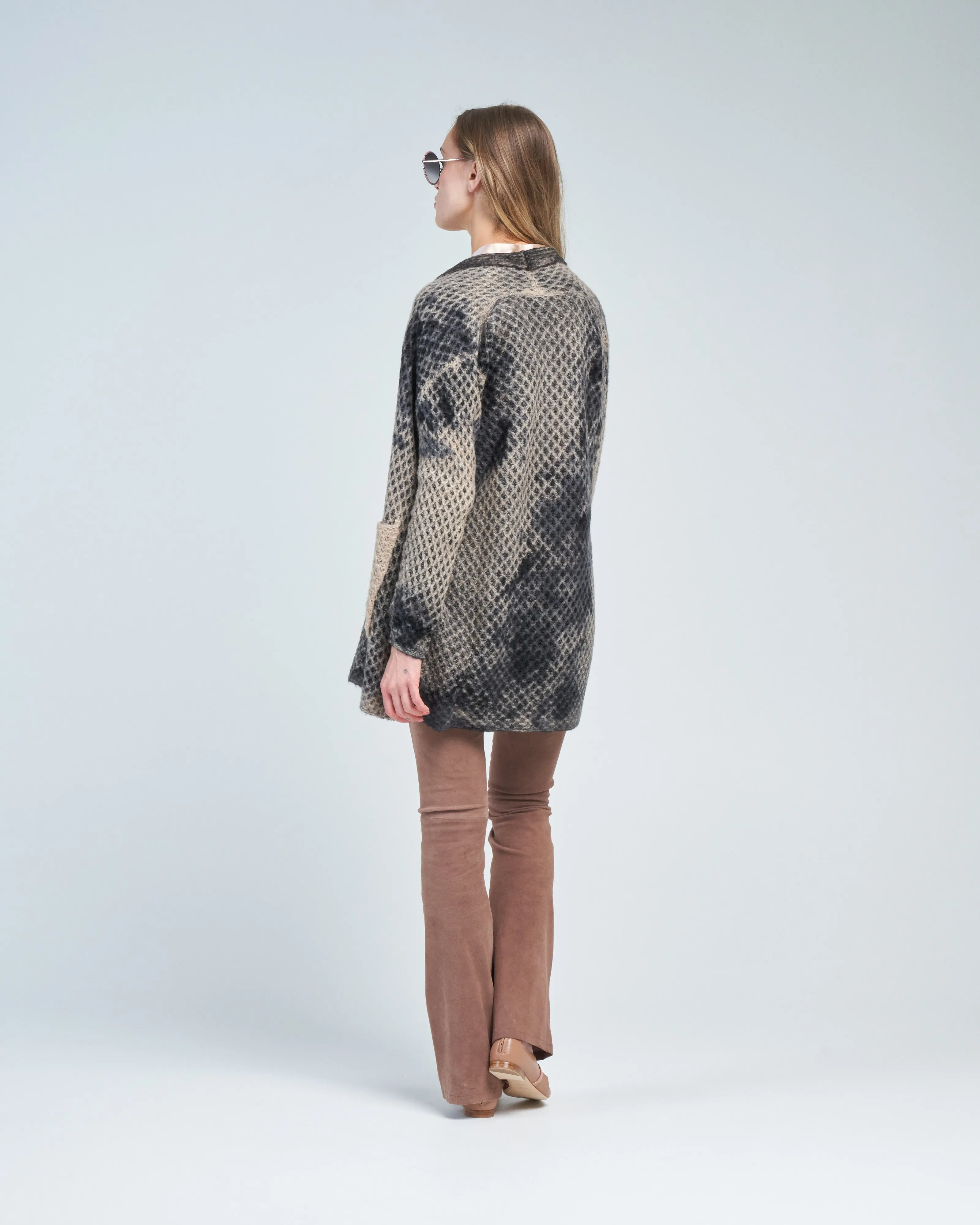 camel macro camouflage hive stitch cardigan