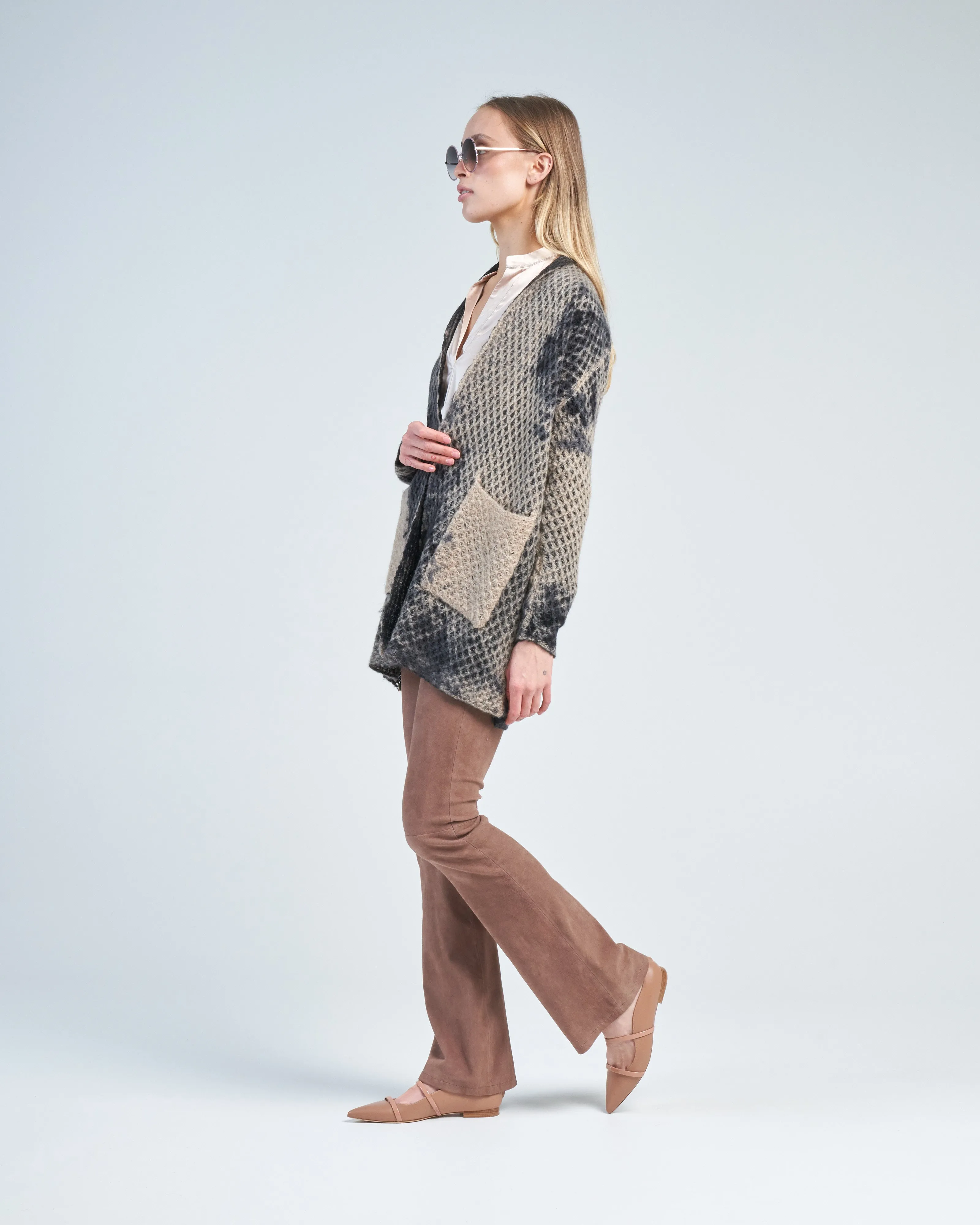camel macro camouflage hive stitch cardigan