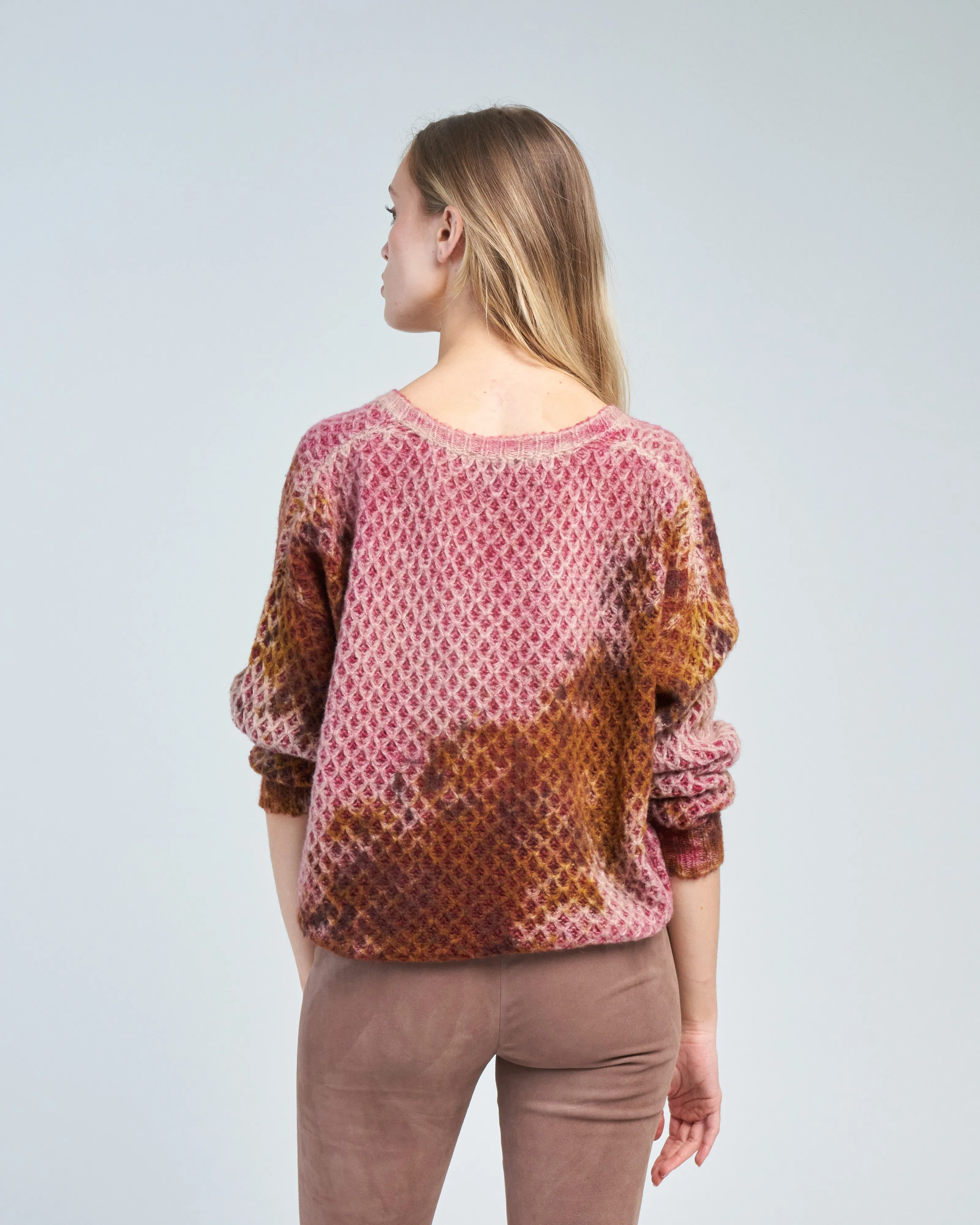 camel macro camouglage hive stitch v neck sweater