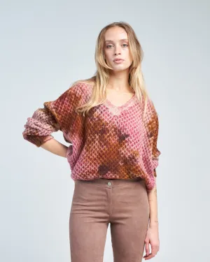 camel macro camouglage hive stitch v neck sweater