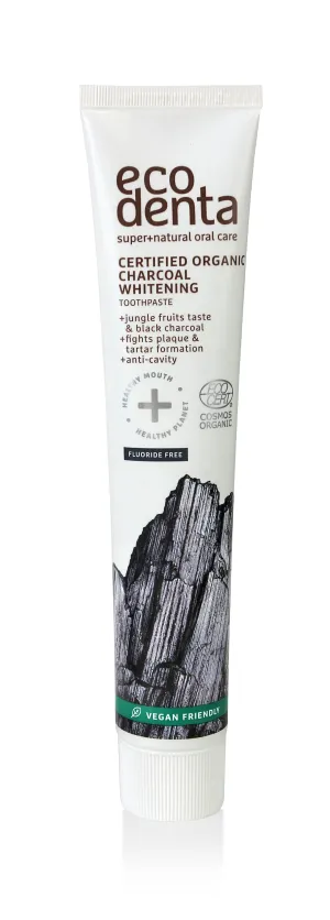 Certified COSMOS ORGANIC Charcoal Whitening Toothpaste (8 x 75ml)