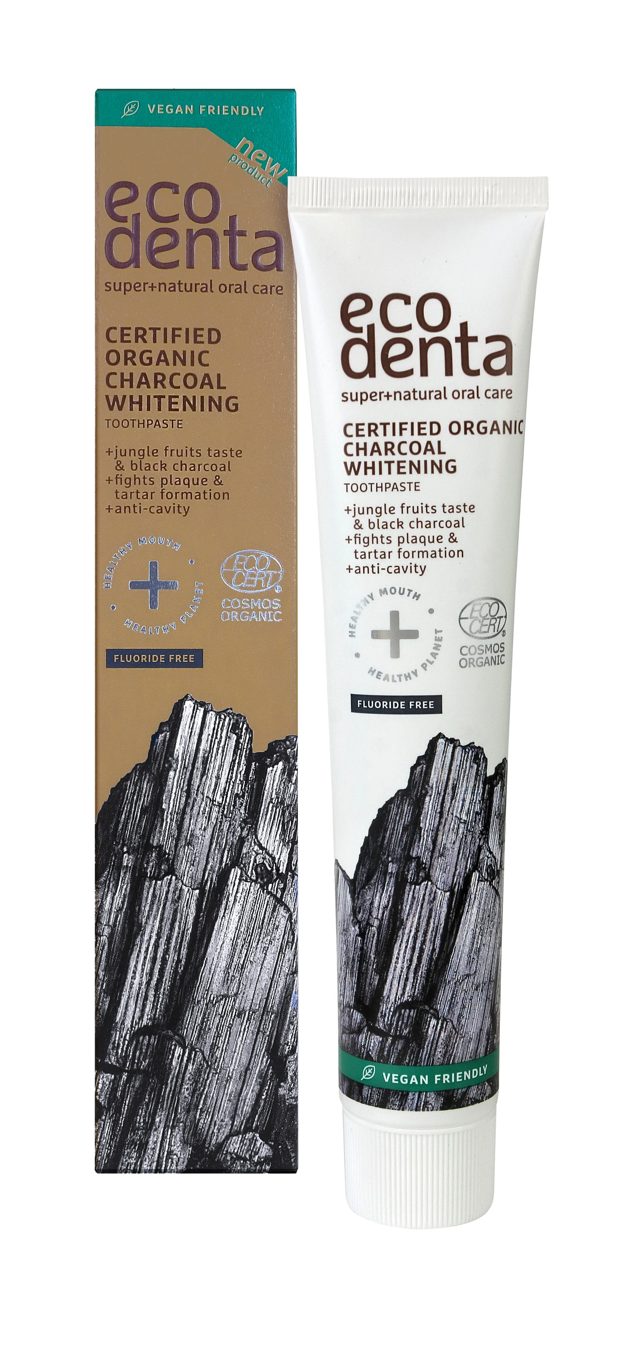 Certified COSMOS ORGANIC Charcoal Whitening Toothpaste (8 x 75ml)