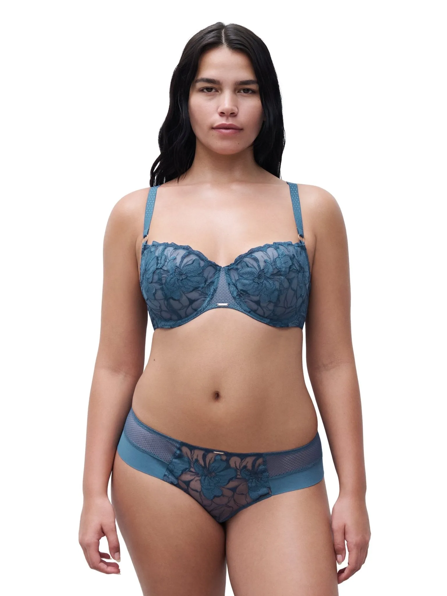Chantelle Fleurs Signature Lace Demi Bra Denim