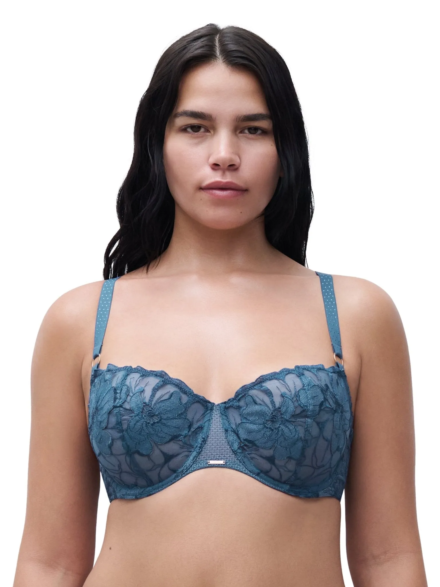 Chantelle Fleurs Signature Lace Demi Bra Denim
