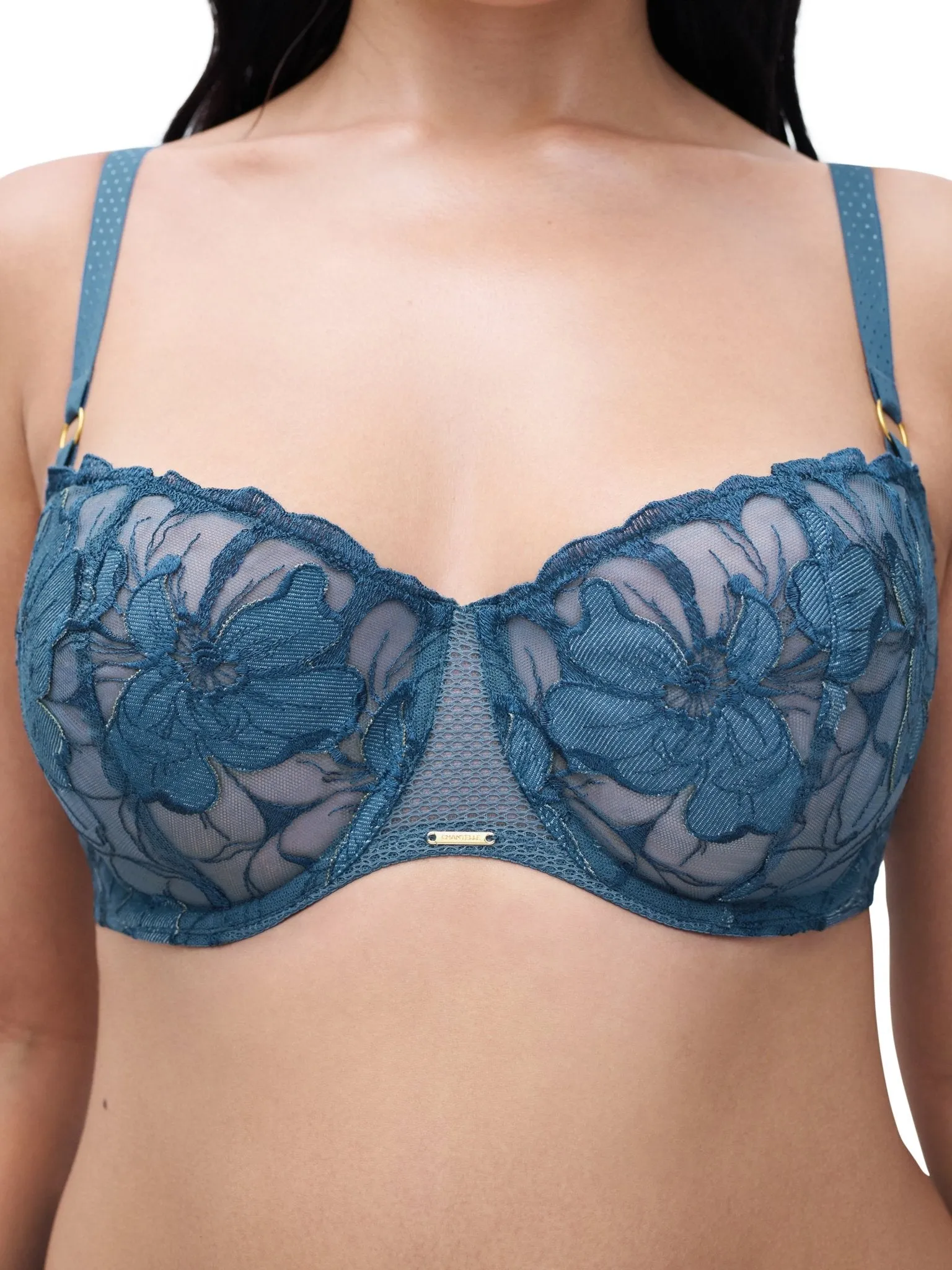 Chantelle Fleurs Signature Lace Demi Bra Denim
