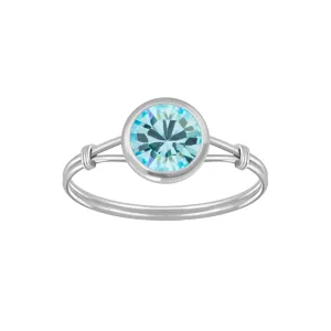 Children's Rings:  Sterling Silver Aqua CZ Ring Size 6
