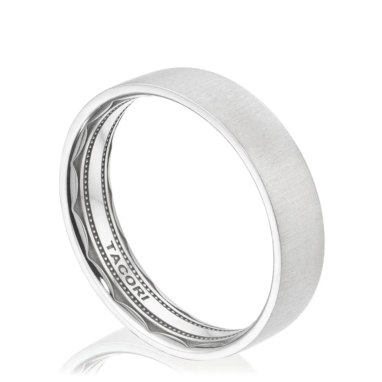 Classic 18K White Gold Flat Satin Finish Wedding Band Ring