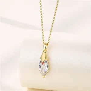 Clear Crystal & 18K Gold-Plated Marquise Drop Pendant Necklace