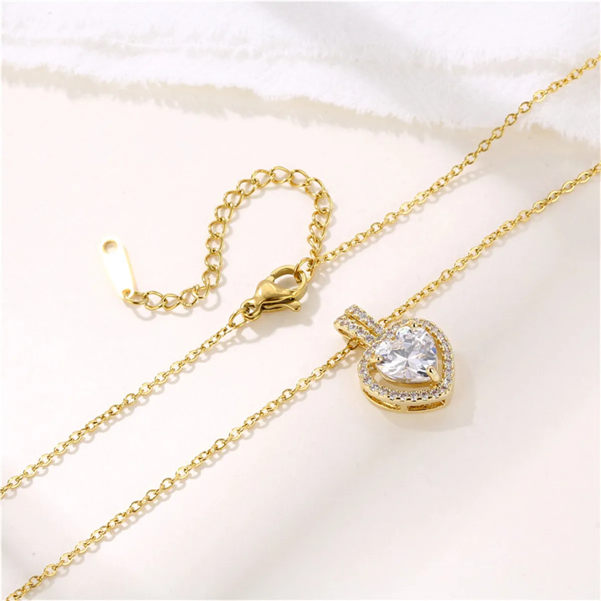 Clear Crystal & Cubic Zirconia Heart Pendant Necklace