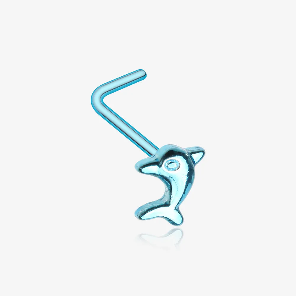 Colorline Adorable Baby Dolphin L-Shaped Nose Ring