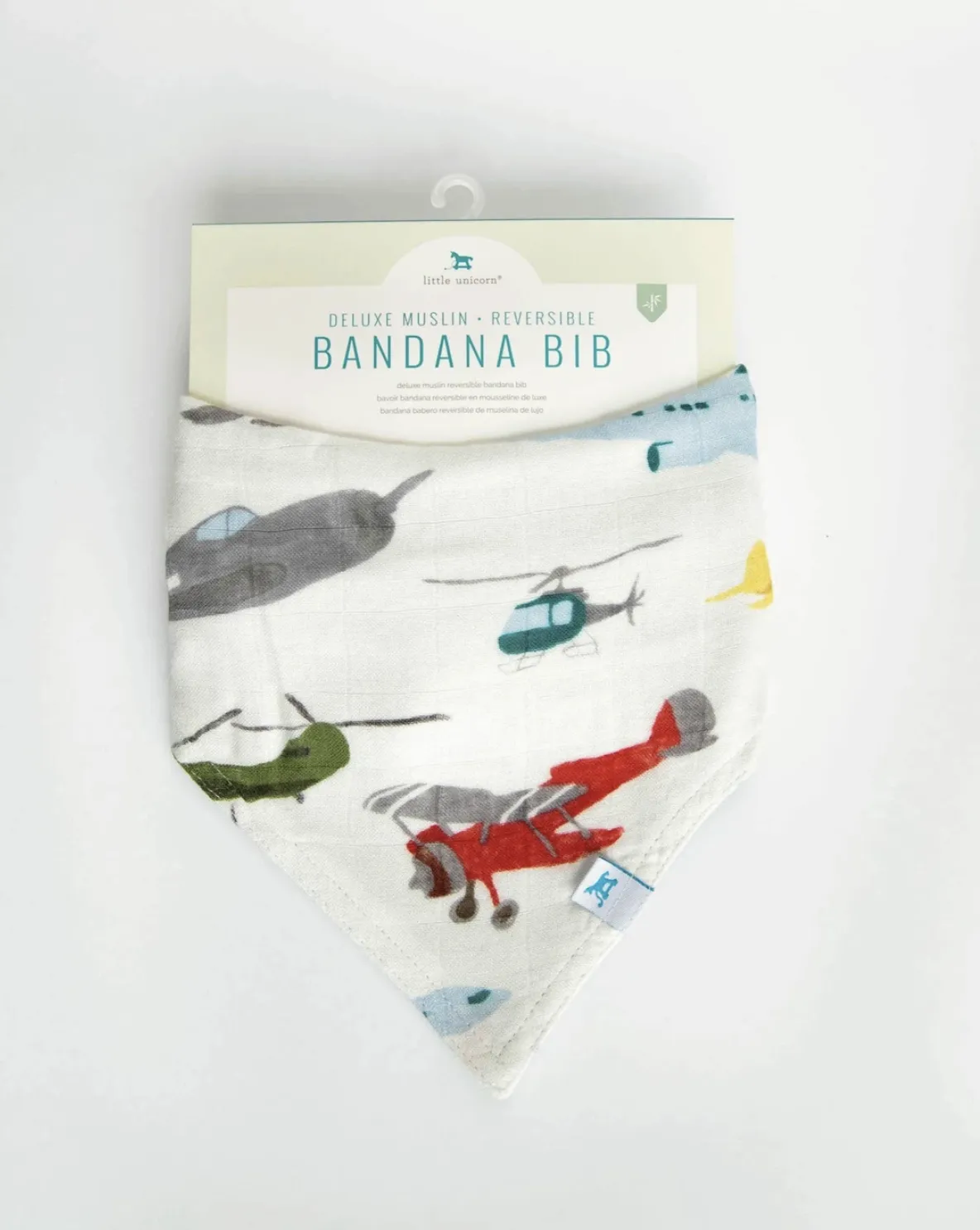 Cotton Muslin Reversible Bandana Bib - Air Show