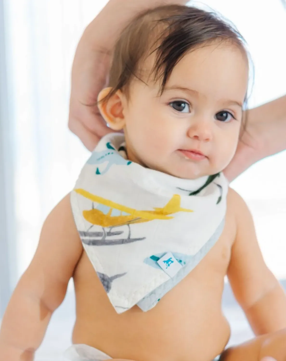 Cotton Muslin Reversible Bandana Bib - Air Show